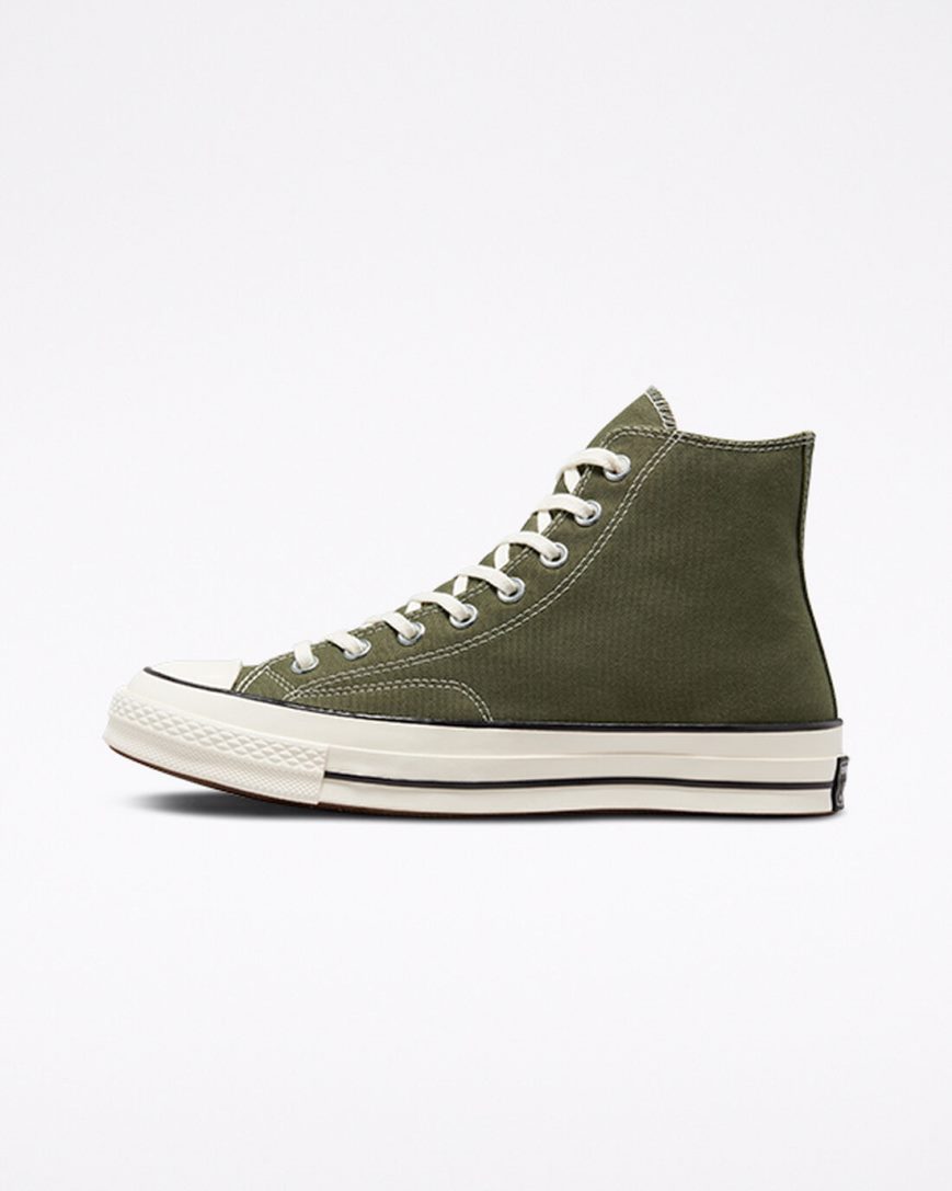 Tenis Converse Chuck 70 Lona Cano Alto Masculino Verde Oliva Pretas | PT B0P5109